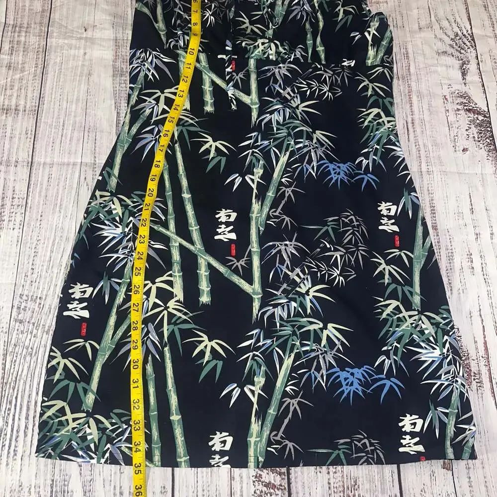 Coconut Pier Collection Bamboo Print Spaghetti Strap Mini Dress-XL